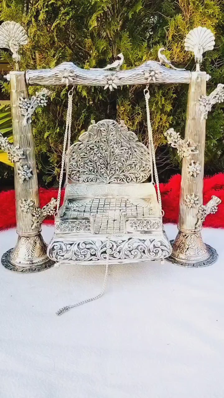 Antique German silver antique Tree design jhula for laddu gopal/ kahna/ idol
